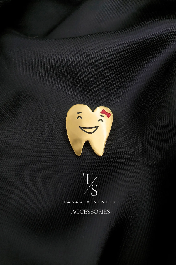 Broş Çelik Diş Doktoru Dent Klinik Hekim Gold