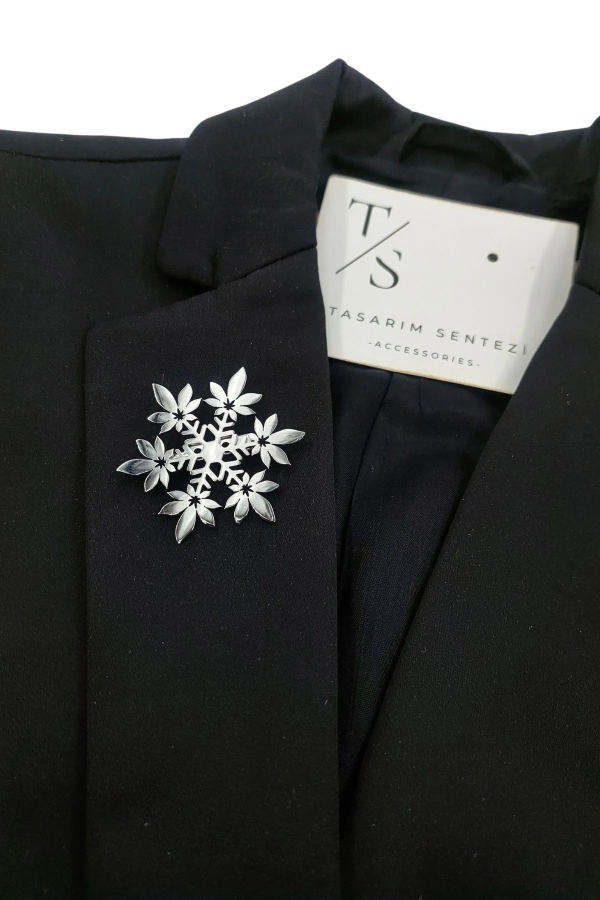 Broş Çelik Kar Tanesi Silver