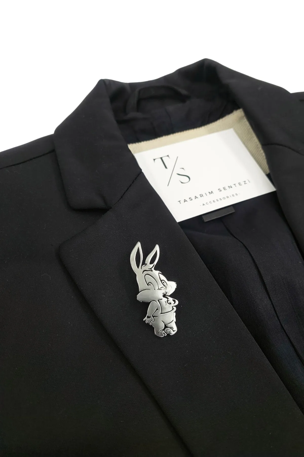 Broş Çelik Tavşan Bugs Bunny Figür Silver