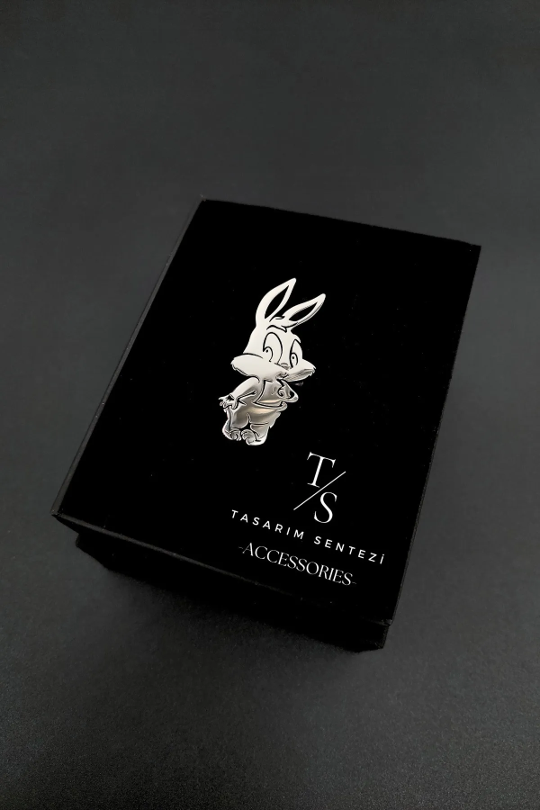 Broş Çelik Tavşan Bugs Bunny Figür Silver