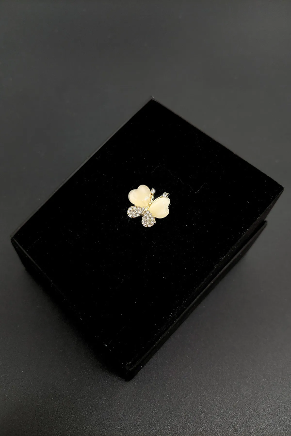 Brooch Metal Mini Stone Butterfly Pearl