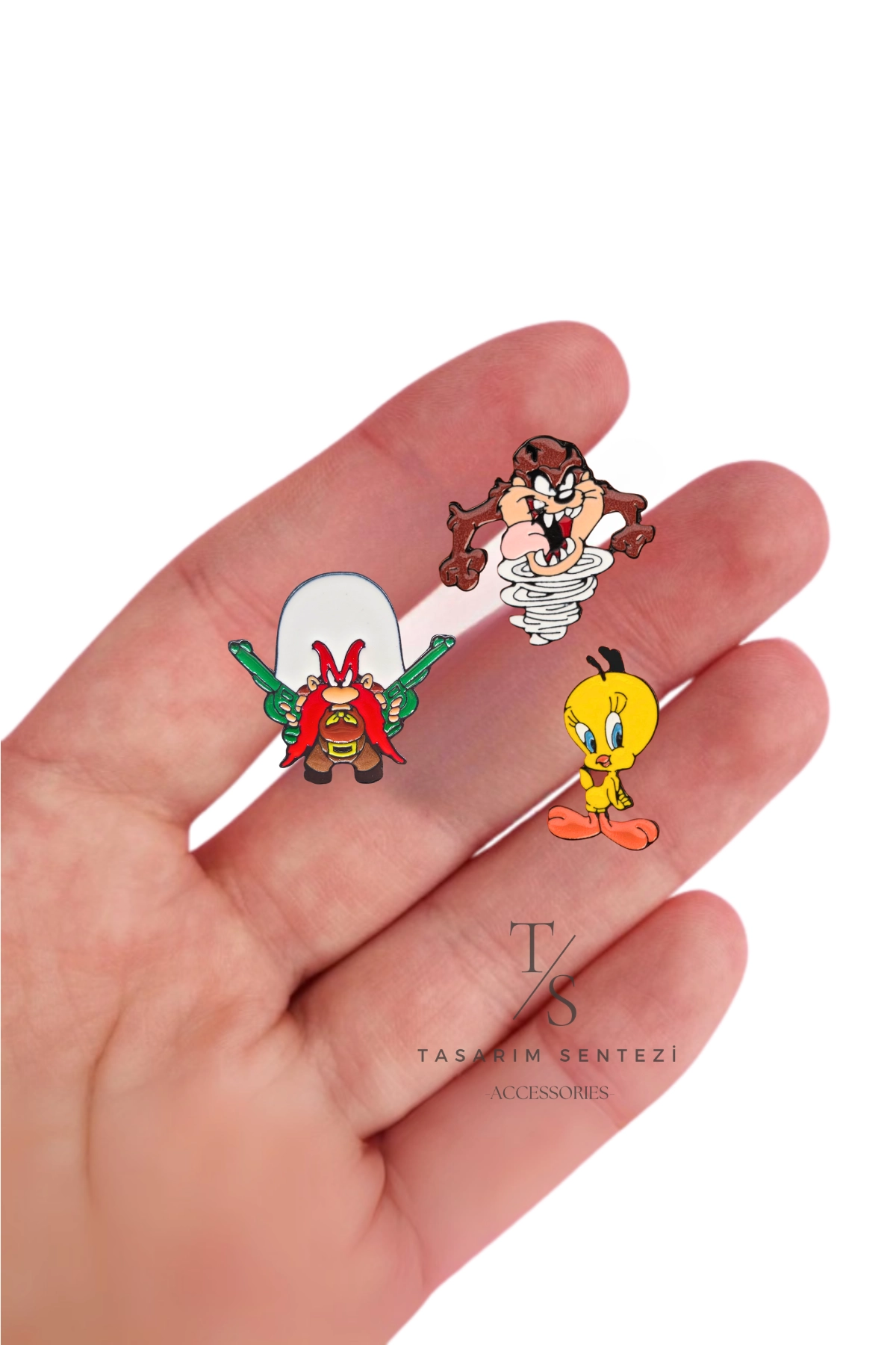 Rozet Metal 3’lü Tazmanya Canavari Tweety Yosemite Sam
