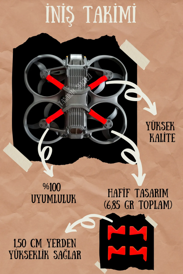 Dji Avata 2 Drone Uyumlu Iniş Takımı Kırmızı