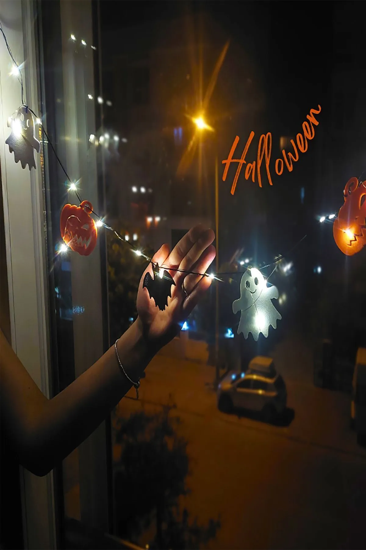 Halloween 6’lı Cadılar Bayramı Süsü Yarasa Kabak Hayalet Led Işıklı