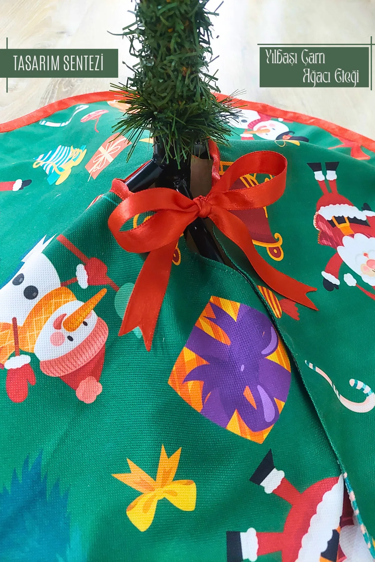 Yılbaşı Çam Ağacı Eteği Örtüsü Christmas Noel Yeşil