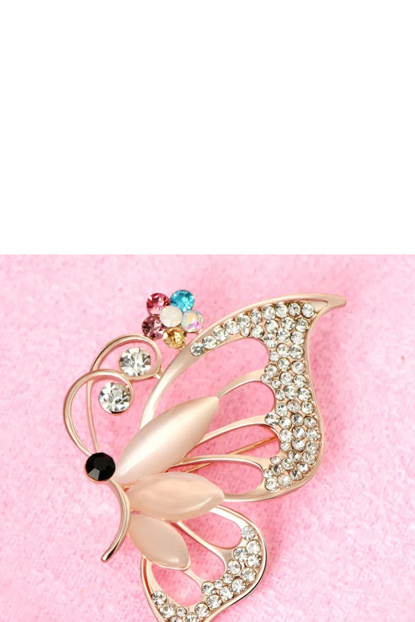 Broş Metal Kelebek Karışık Renkli Taşlı Butterfly