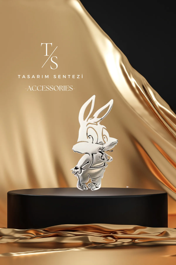Broş Çelik Tavşan Bugs Bunny Figür Silver