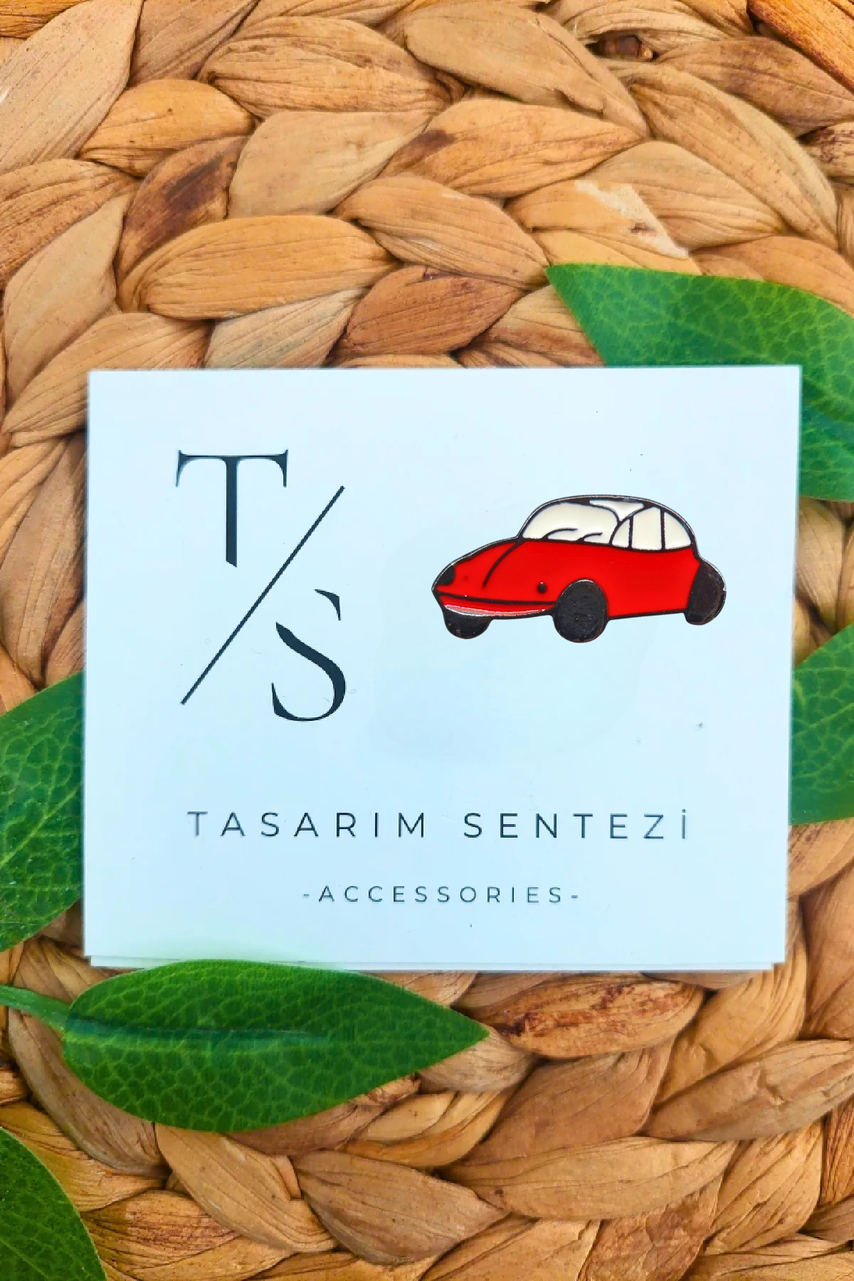 Red Metal Car Badge