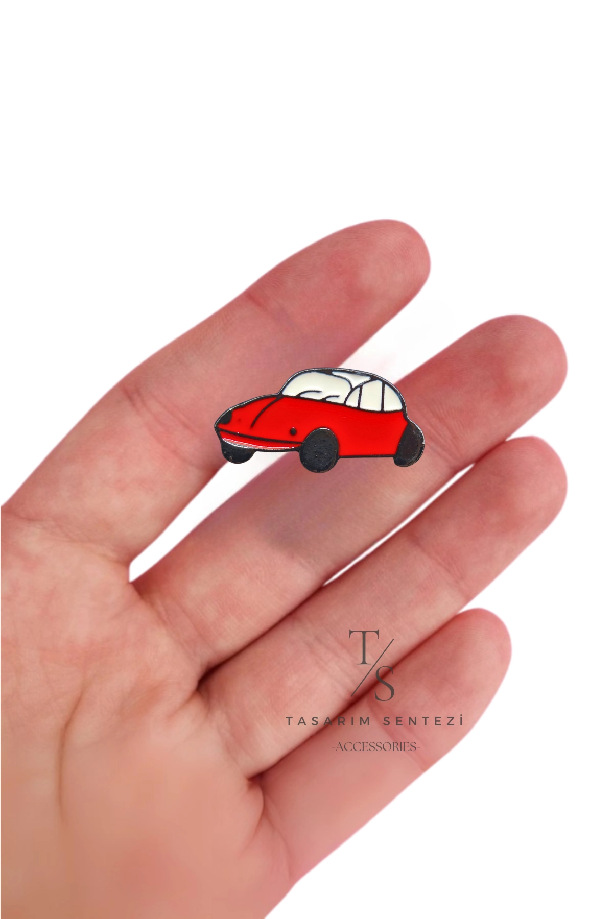 Red Metal Car Badge