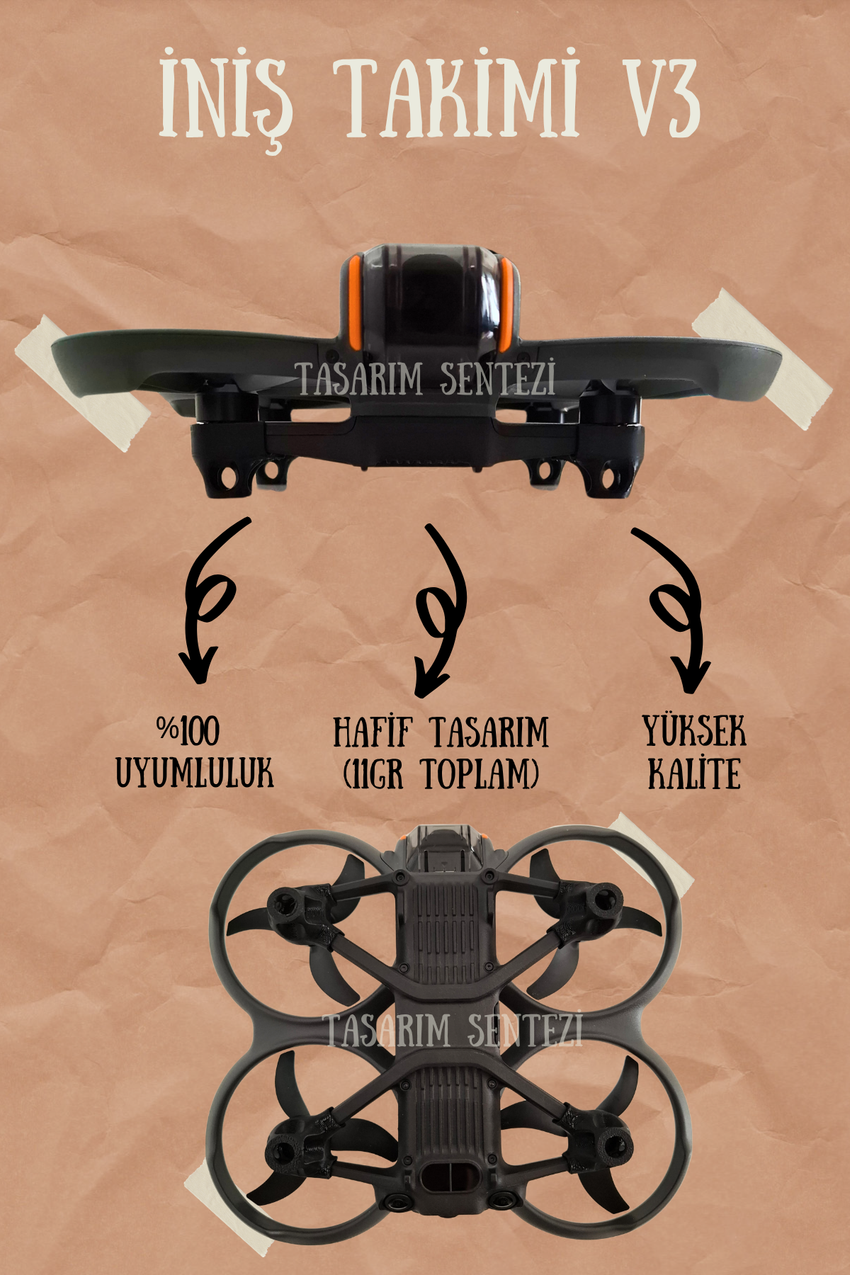Dji Avata 2 Drone Uyumlu İniş Takımı V3