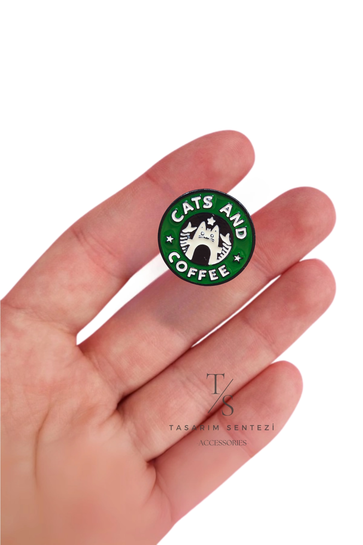 Metal Badge Cats And Coffee