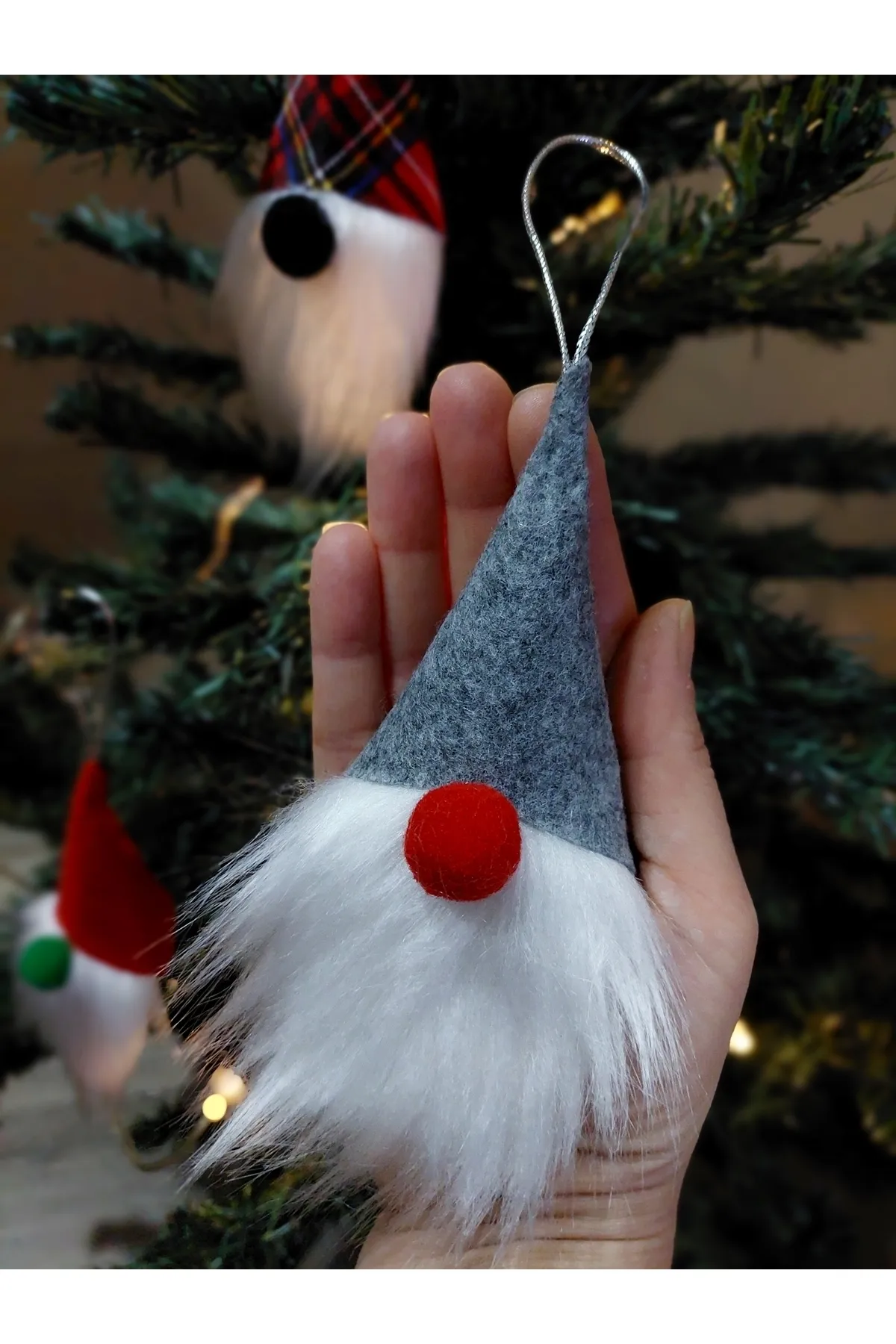3’lü Yılbaşı Gnome Şans Cücesi Çam Ağaçı Süsü 