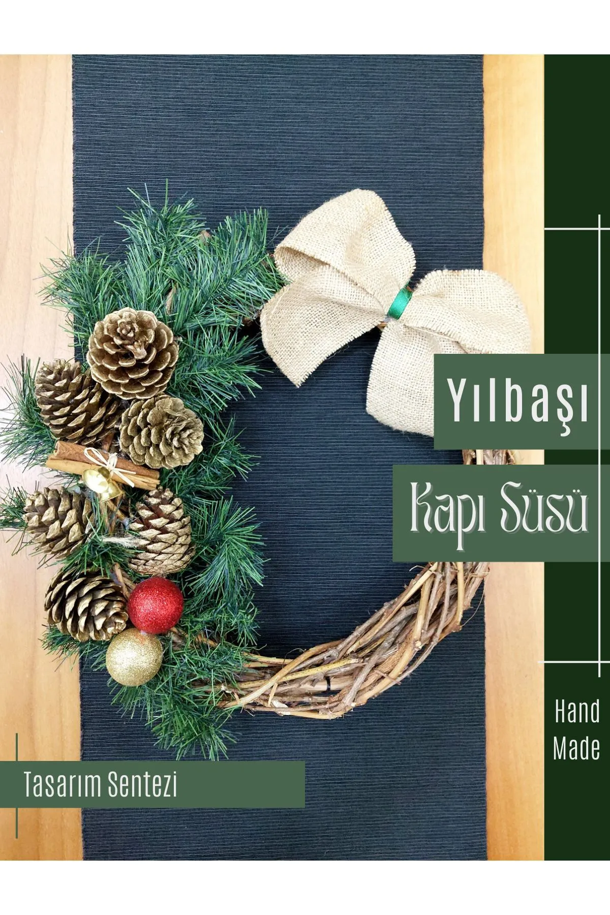 Yılbaşı Kapı Süsü Çelenk Yeni Yıl Noel Christmas 35cm