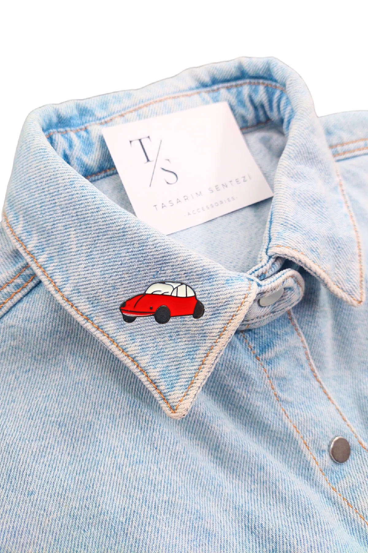 Red Metal Car Badge