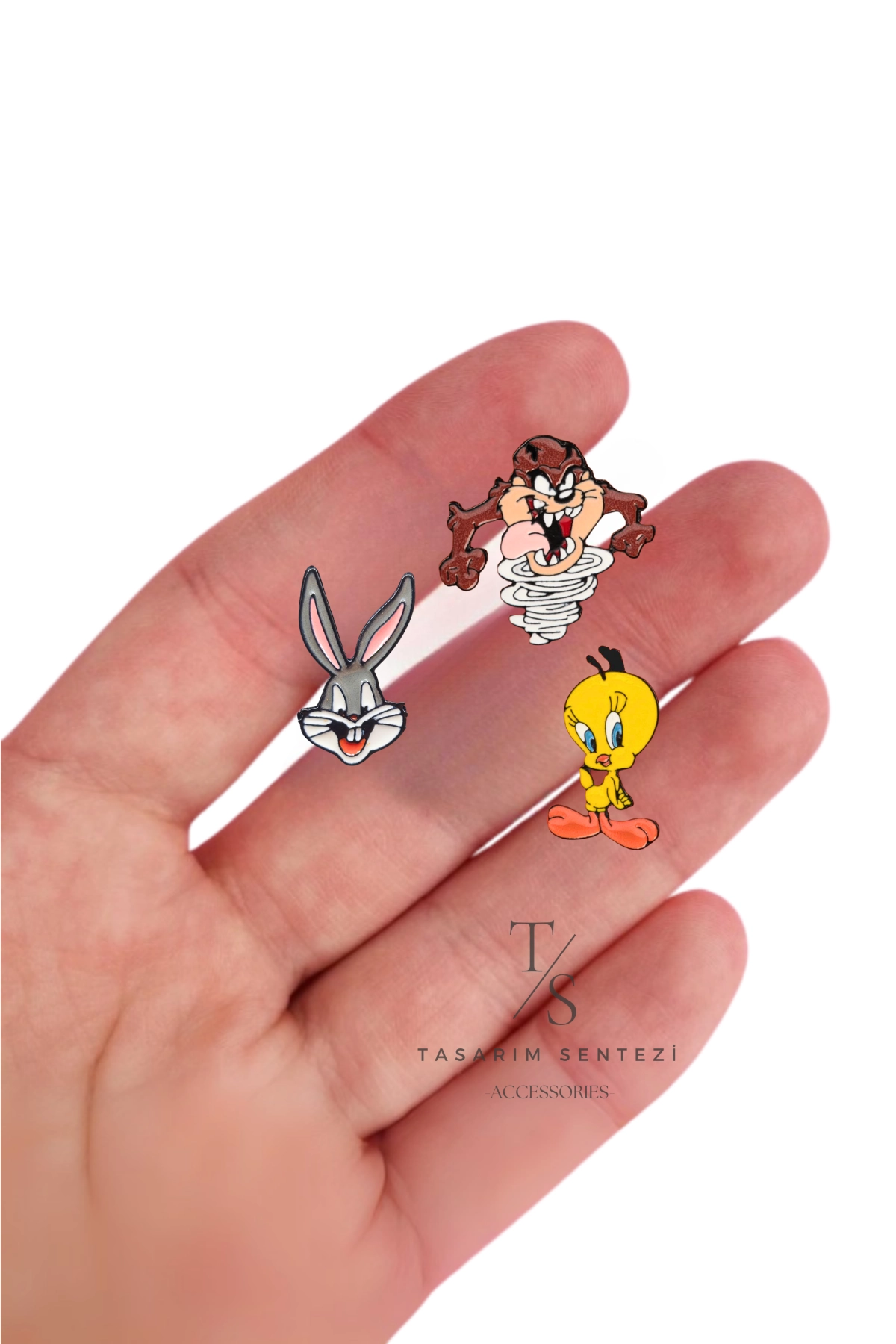 Rozet Metal 3’lü Bugs Bunny Tweety Tazmanya Canavari