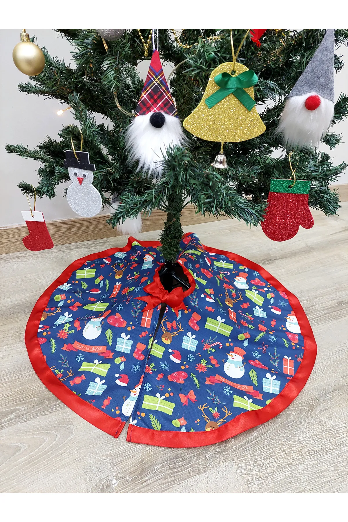 Yılbaşı Çam Ağacı Eteği Örtüsü Christmas Noel Mavi