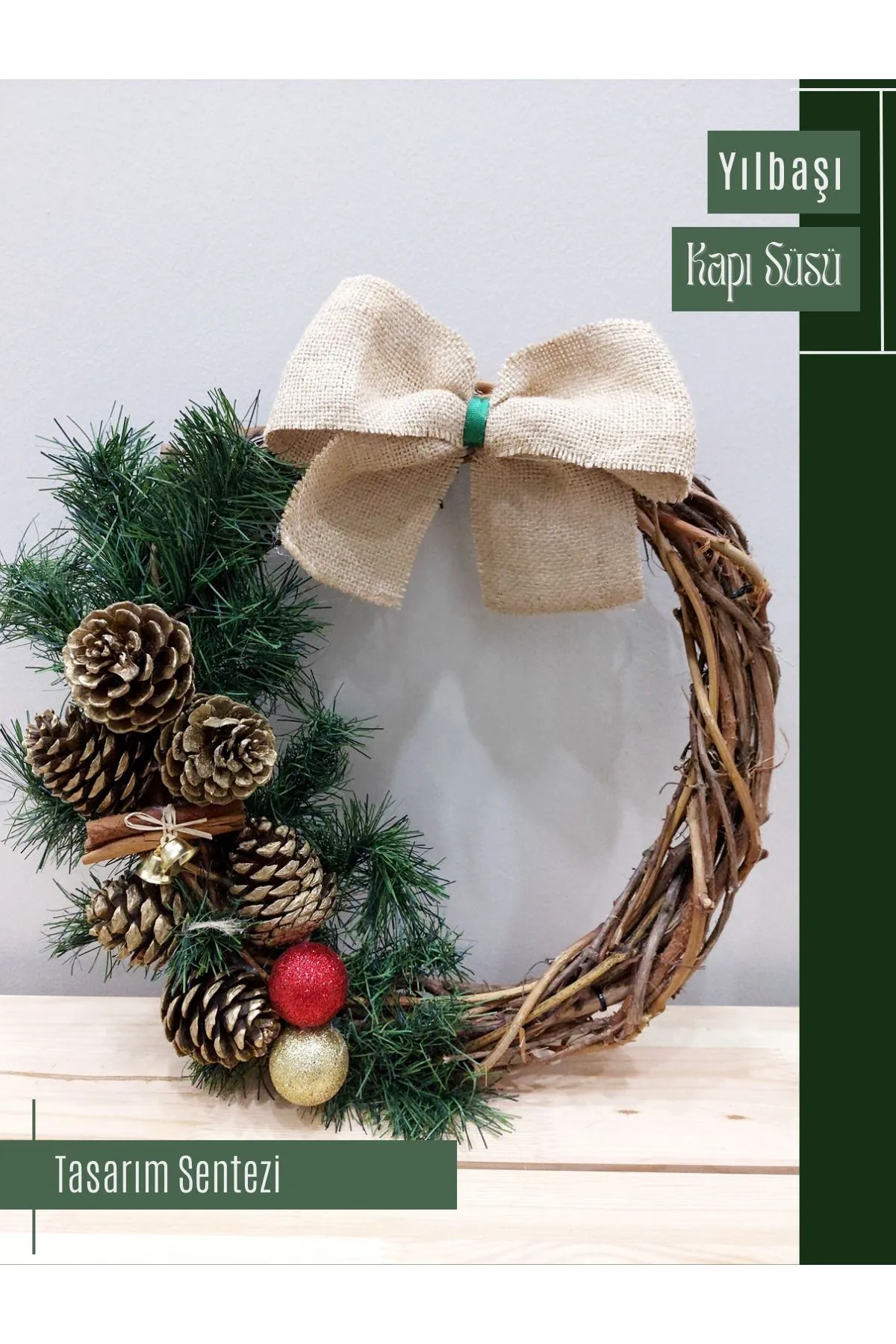 Yılbaşı Kapı Süsü Çelenk Yeni Yıl Noel Christmas 35cm