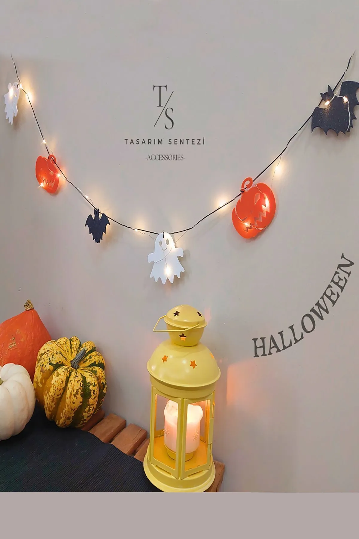 Halloween 6’lı Cadılar Bayramı Süsü Yarasa Kabak Hayalet Led Işıklı