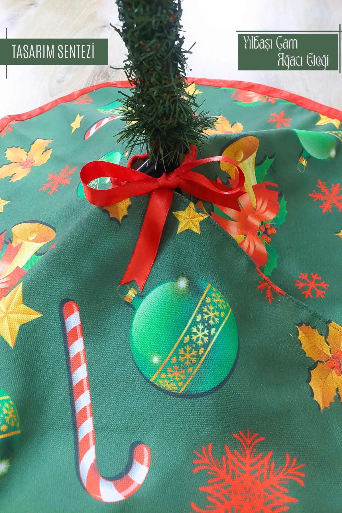 Yılbaşı Çam Ağacı Eteği Örtüsü Christmas Noel Yeşil