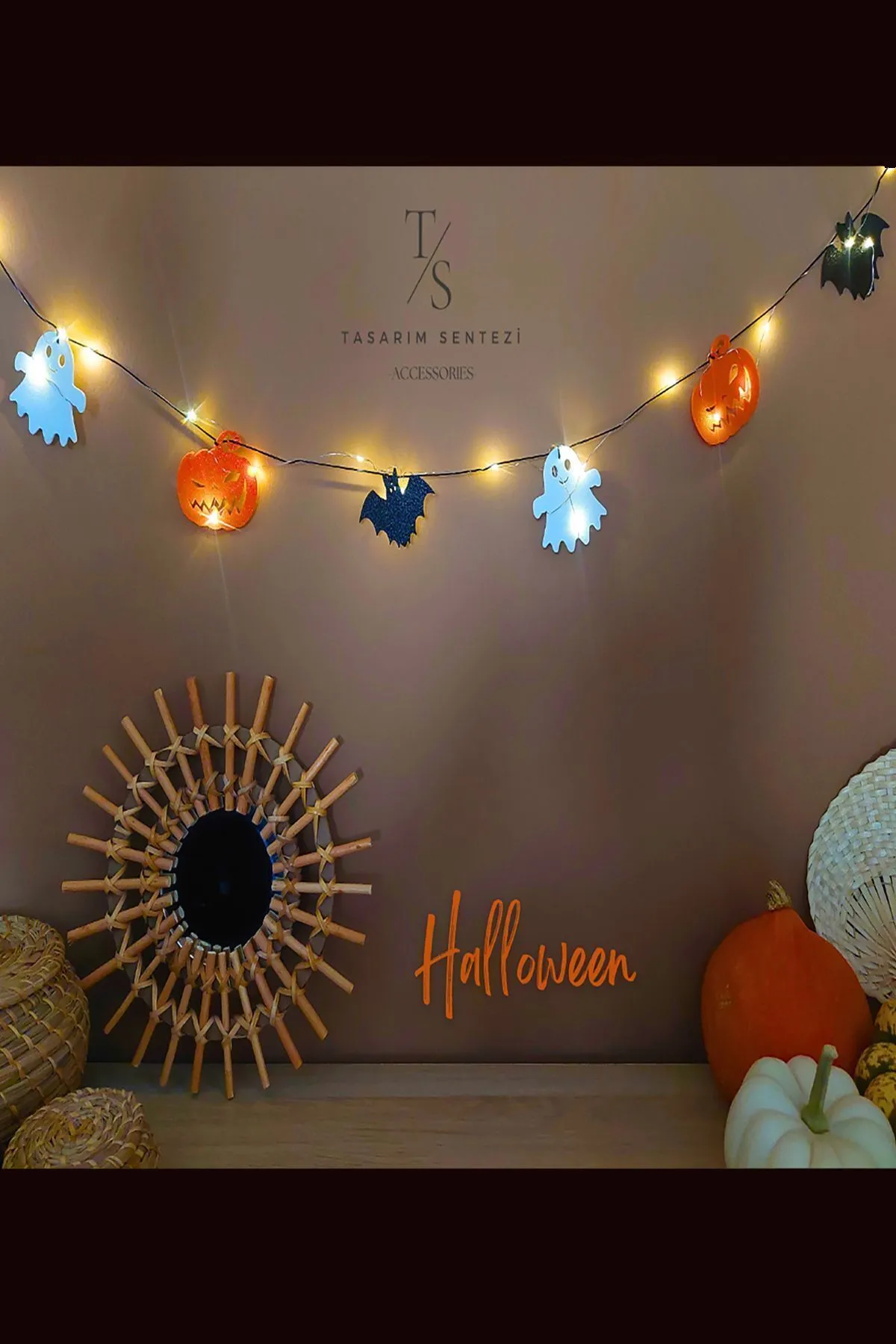 Halloween 6’lı Cadılar Bayramı Süsü Yarasa Kabak Hayalet Led Işıklı