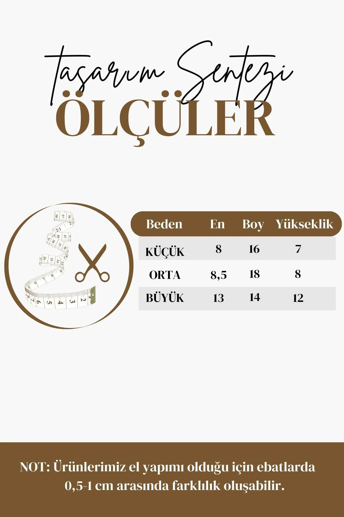 El Yapımı Makyaj Takı Çantası Koyu Kahve Küçük