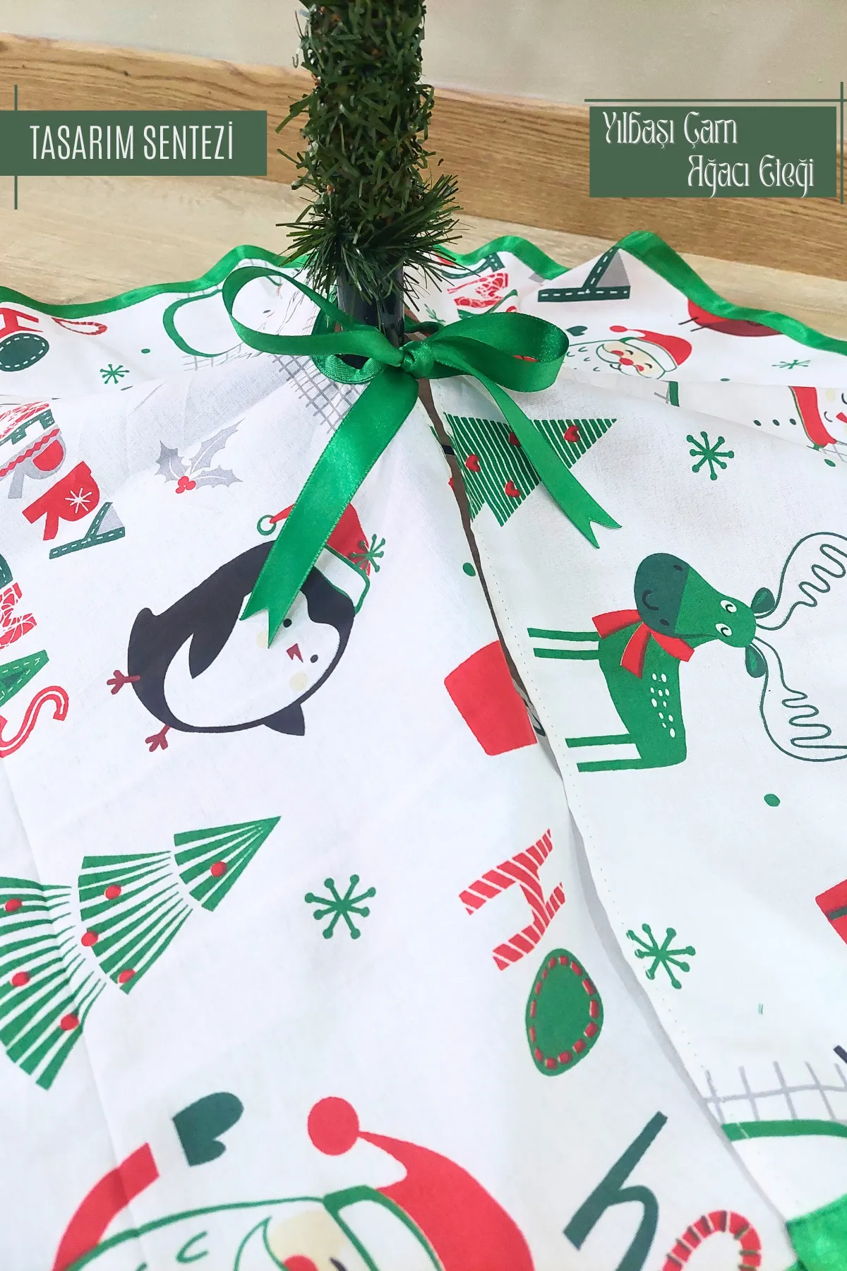 Yılbaşı Çam Ağacı Eteği Örtüsü Christmas Noel Beyaz