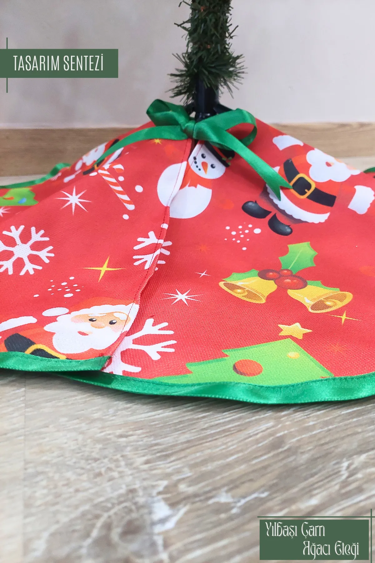Yılbaşı Çam Ağacı Eteği Örtüsü Christmas Noel Kırmızı