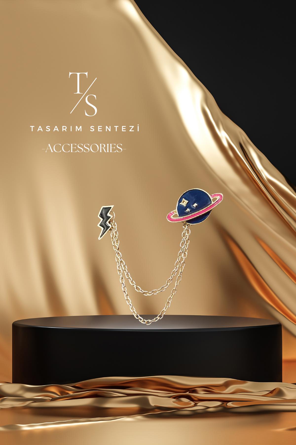 Rozet Metal Zincirli Gezegen Saturn Şimşek Uzay Nasa