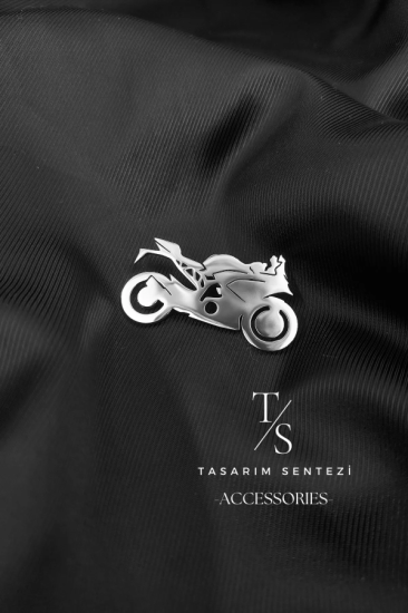 Broş Çelik Motosiklet Yarış Motoru Silver Motor