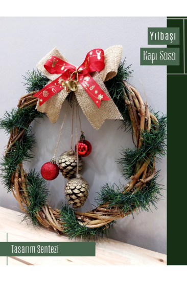 Yılbaşı Kapı Süsü Çelenk Yeni Yıl Noel Christmas 35cm