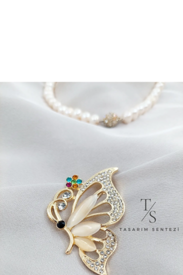 Broş Metal Kelebek Karışık Renkli Taşlı Butterfly