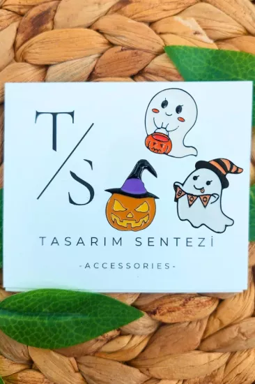 Rozet Metal 3’lü Hayalet Bal Kabağı Halloween Cadılar Bayramı