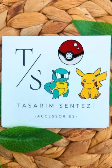 Rozet Metal 3’lü Pokemon Pikachu Squirtle Poke Topu