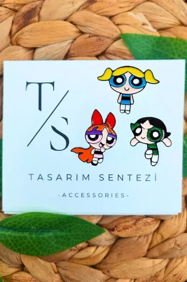 Rozet Metal 3’lü Powerpuff Girls Bubbles Buttercup Blossom