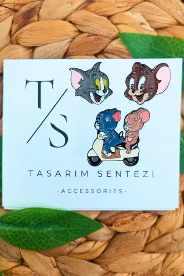 Rozet Metal 3’lü Tom Ve Jerry Kedi Fare Çizgi Film