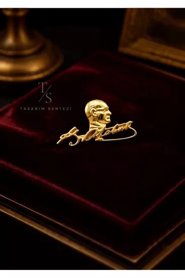 Rozet Metal Atatürk Imzalı Gold