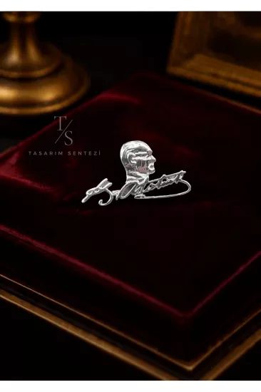 Rozet Metal Atatürk Imzalı Silver