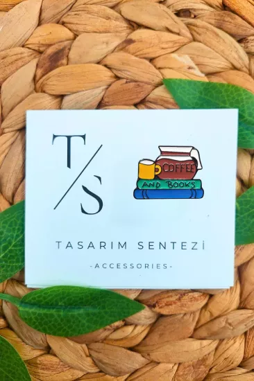 Rozet Metal Kahve ve Kitap Sever Coffee And Books