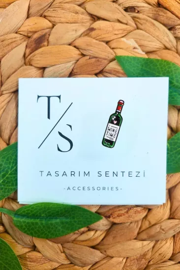 Rozet Metal Mini Şarap Şişesi Barmen Bar