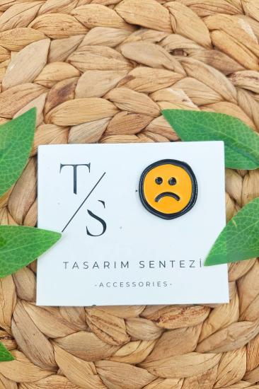 Rozet Metal Emoji Üzgün Hüzünlü Yüz Surat