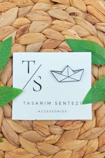 Rozet Metal Kağıttan Gemi Origami Tekne 