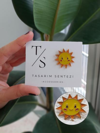 Rozet Metal Güneş Sun Gülen Yüz Summer