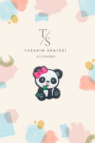 Rozet Silikon Sevimli Panda Çiçekli