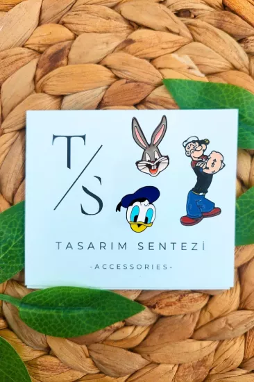Rozet Metal 3’lü Temel Reis Bugs Bunny Daffy Duck