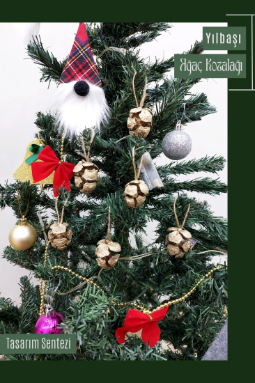 6’li Yılbaşı Çam Ağacı Süsü Kozalak Küçük Christmas