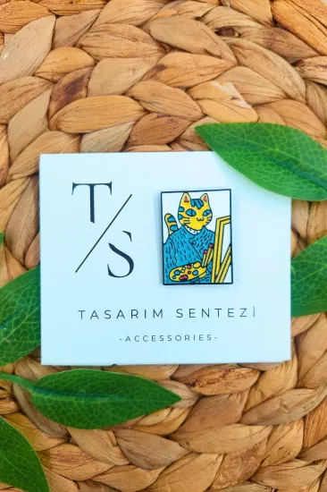 Rozet Metal Van Gogh Cat Kedi Tablosu