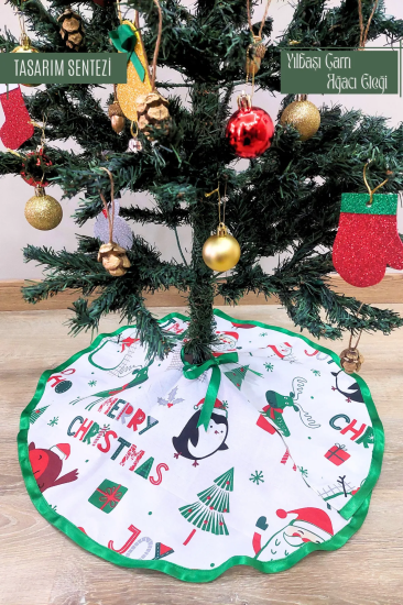 Yılbaşı Çam Ağacı Eteği Örtüsü Christmas Beyaz