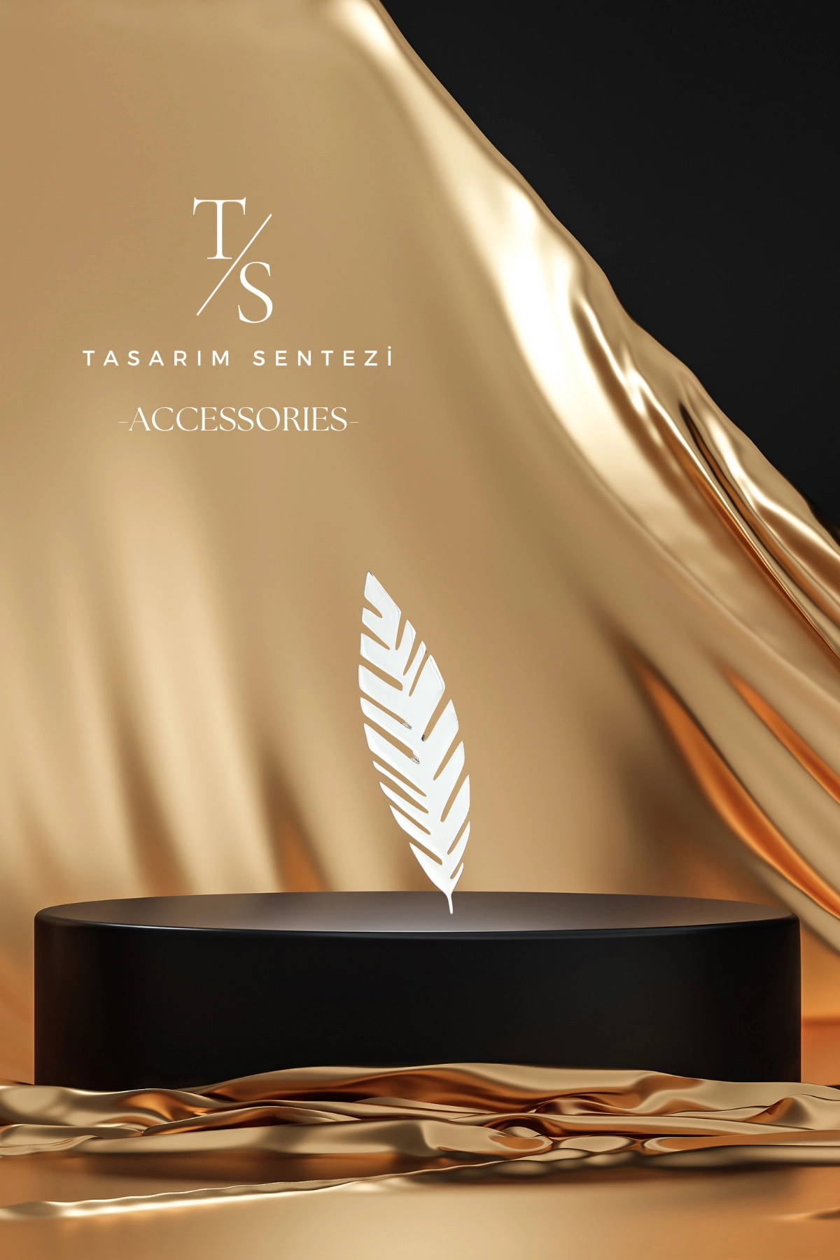 Broş Çelik Tüy Yaprak Çiçek Silver