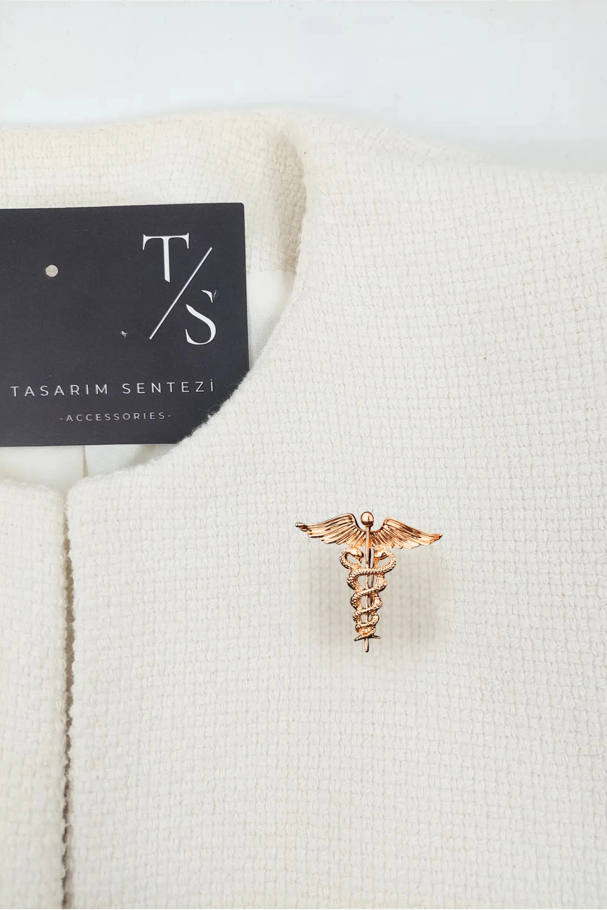 Broş Metal Sağlık Tıp Sembolü Gold Rose