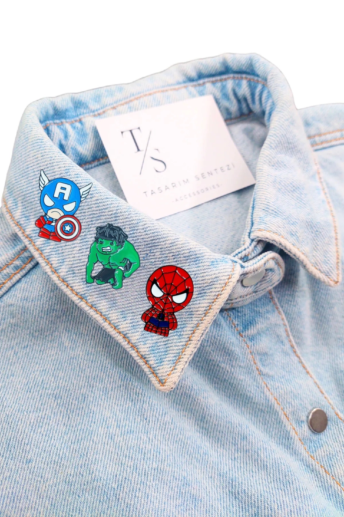 Rozet Metal 3’lü Avengers Spider Man Hulk Captain America